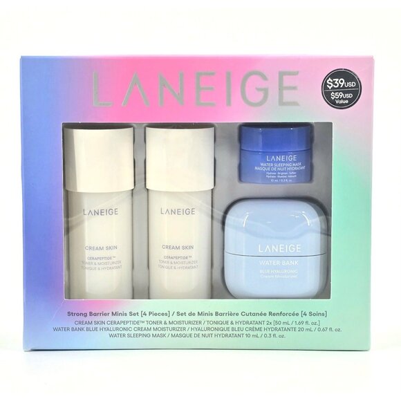 Laneige Strong Barrier Minis Gift Set 4 Pc. Toner Moisturizer Water Bank Cream - Picture 1 of 6